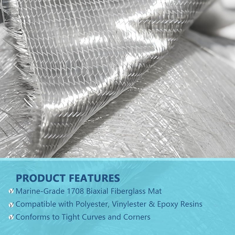 CRMCC 1708 Biaxial Fiberglass Cloth Tape 5" x 10 Yards (30 ft) | 17 oz Biaxial + 0.75 oz Mat | for Marine & Auto Repair, Seams, High-Strength Reinforcement - Image 3